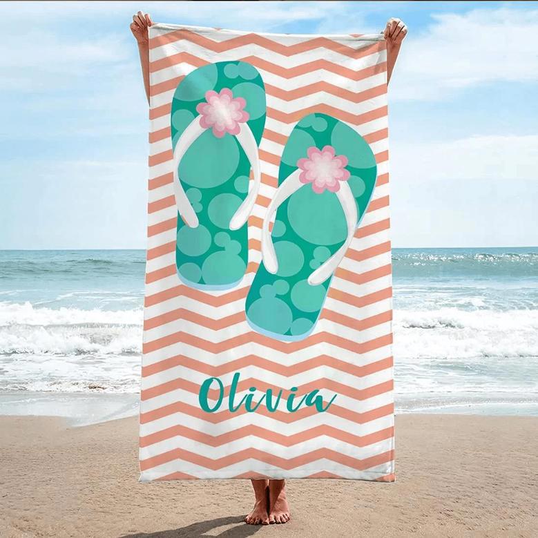 Personalized Flip Flops Beach Towels Kids Women Men Fun Summer Design