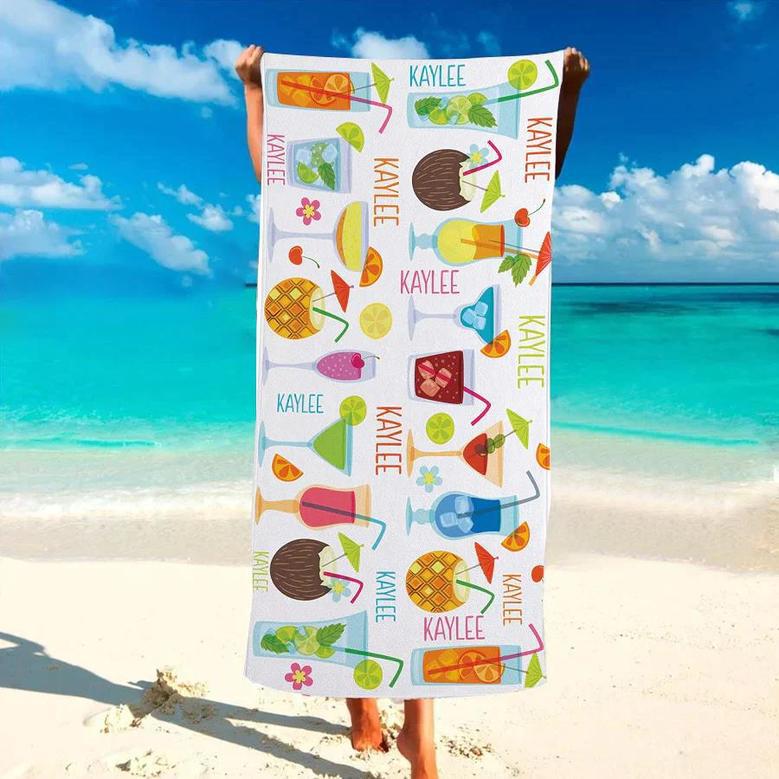 Personalized Written In Sand Beach Towels Spring Break Vacation Memento