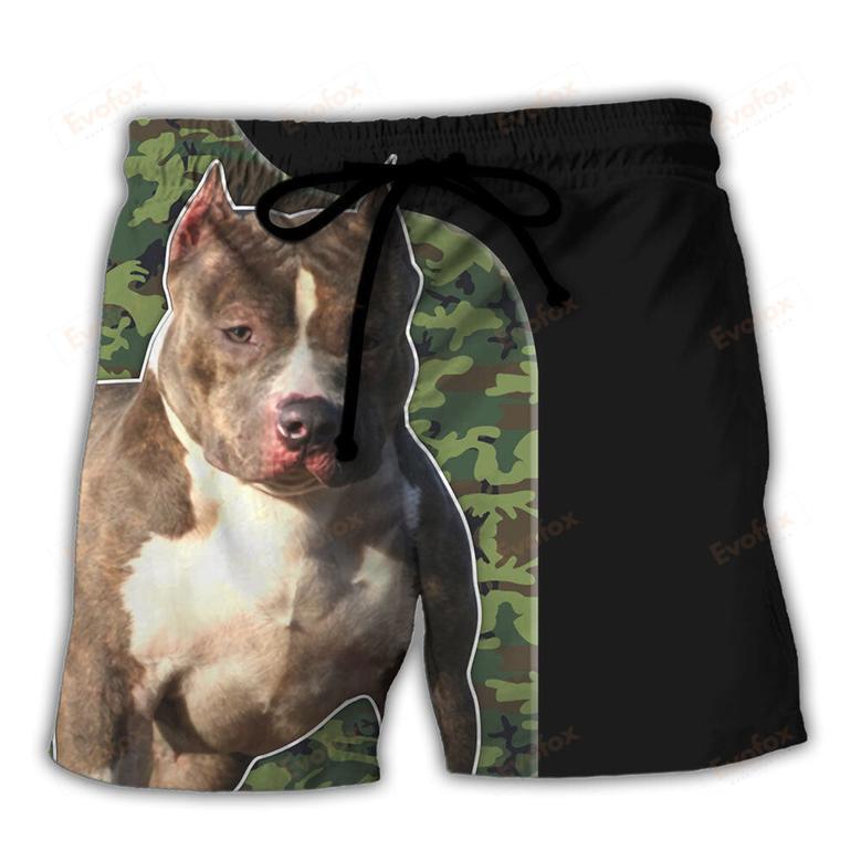 Pitbull Camo Best Dog Dad Personalized Beach Short