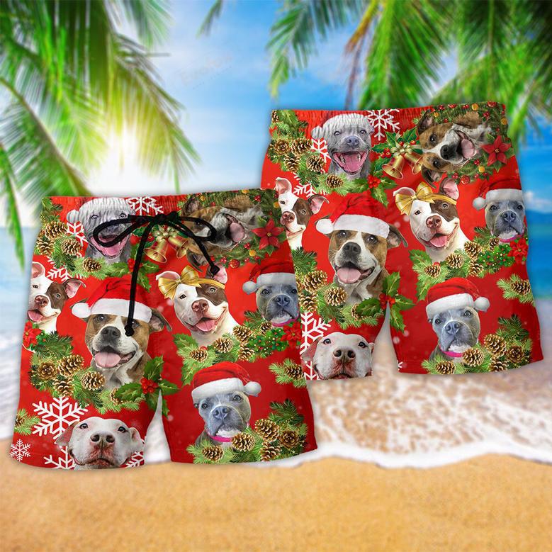 Pitbull Dogs Christmas Pitbulls Are Family Beach Short