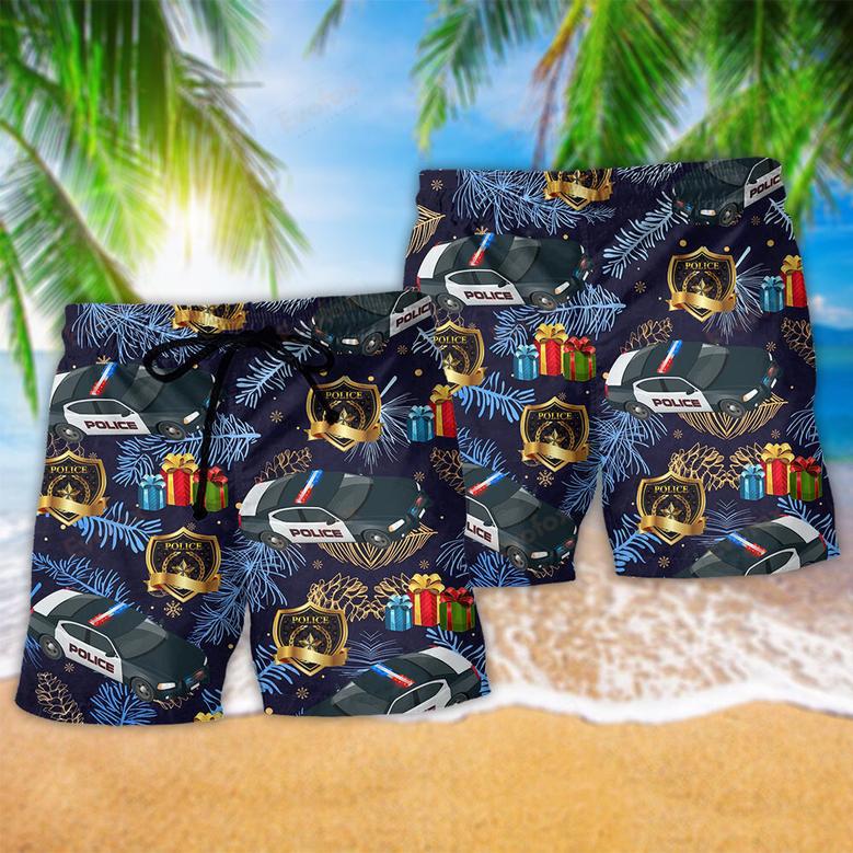 Police Christmas Gift Merry Christmas Beach Short