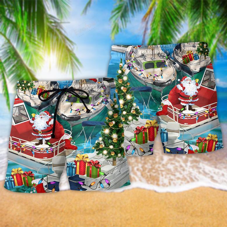 Pontoon Santa Claus's Pontoon Is Coming To Town Beach Short