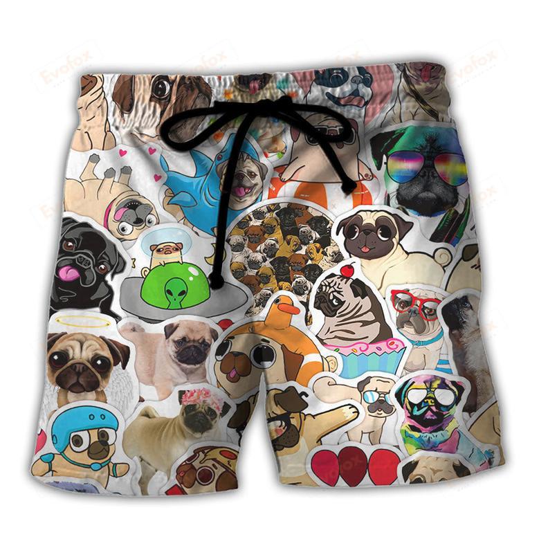 Pug Dog Lovely Lover Beach Short