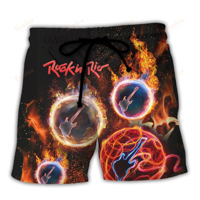 Rock In Rio With Fire Music Lover Amazing Style Beach Short