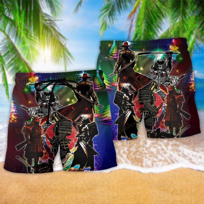 Samurai Don't Fear Of Life Samurai Merry Christmas Beach Short