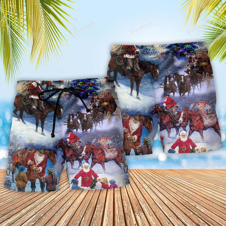 Santa Cowboy Christmas Love Children Beach Short