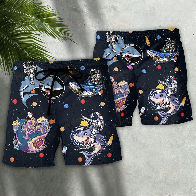 Shark Astronaut Galaxy Sky Beach Short