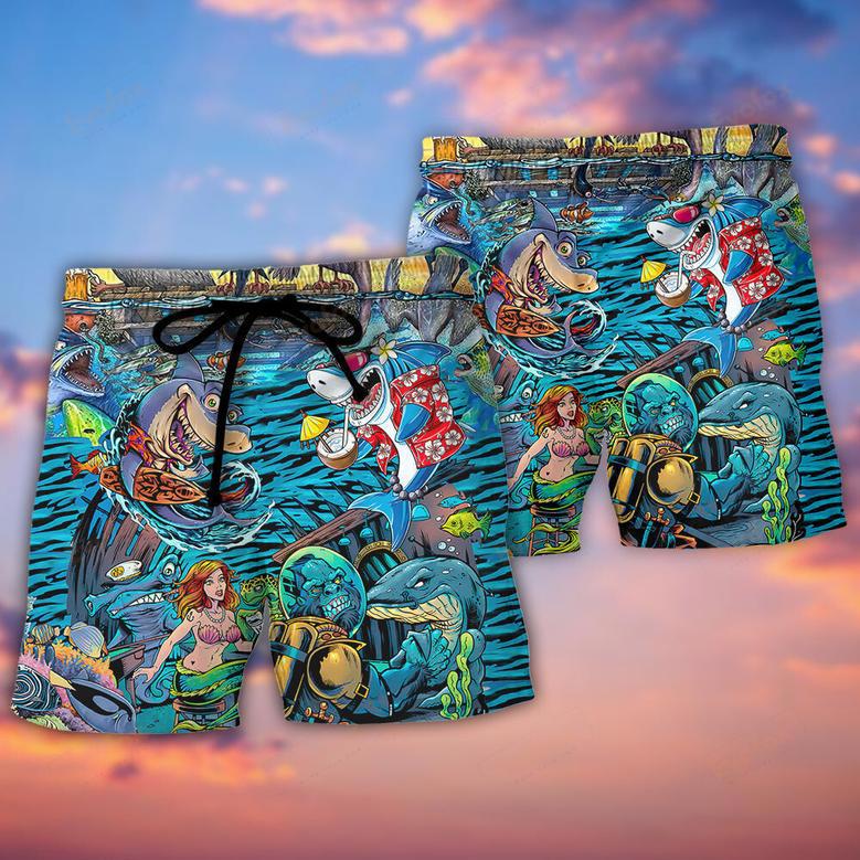 Shark Bar With Animal Underwater Beach Short