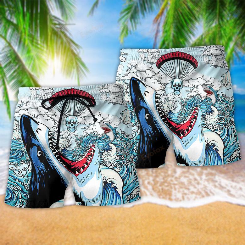 Shark Love Skull Style Hot Air Balloon- Beach Short