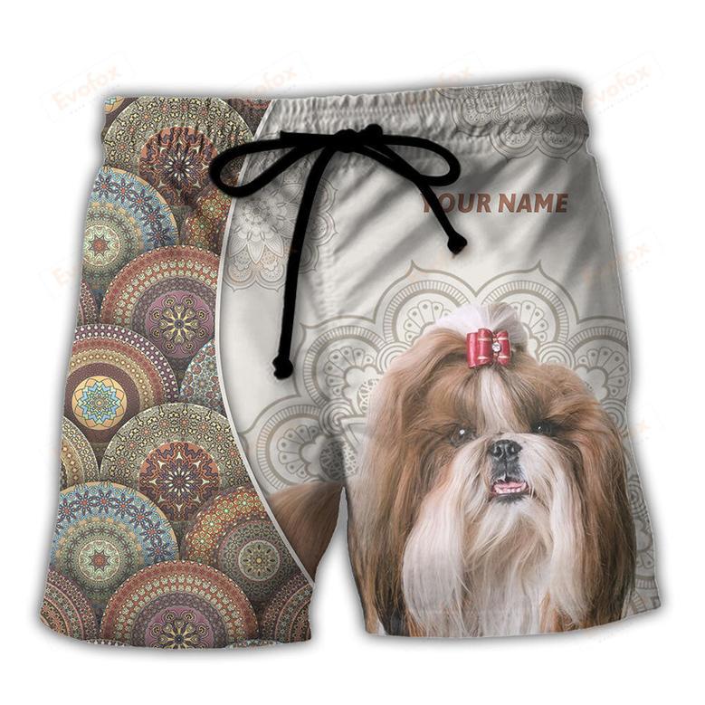 Shih Tzu Dog Mandala Art Beach Short