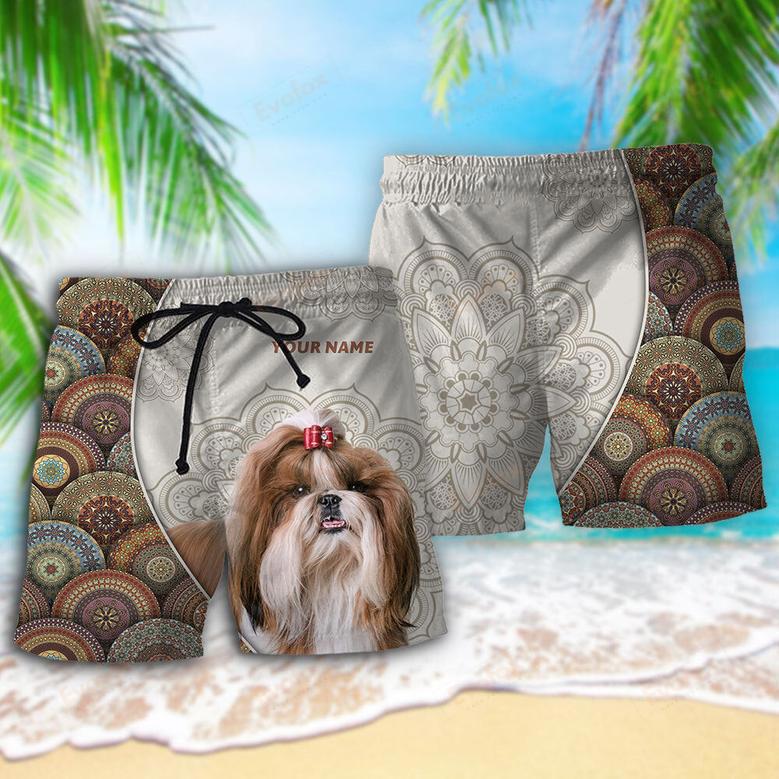 Shih Tzu Dog Mandala Art Beach Short