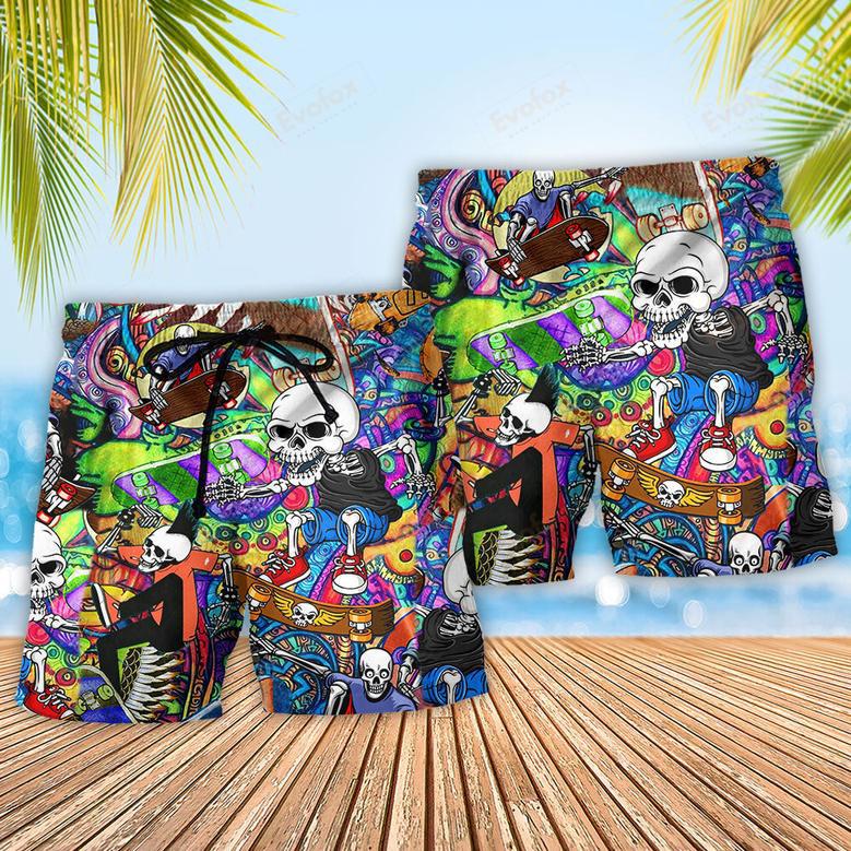 Skull Amazing Skateboarding Style Beach Short