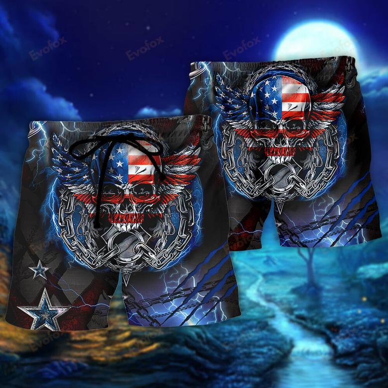 Skull America Live It Love It Or Get The Hell Out Beach Short