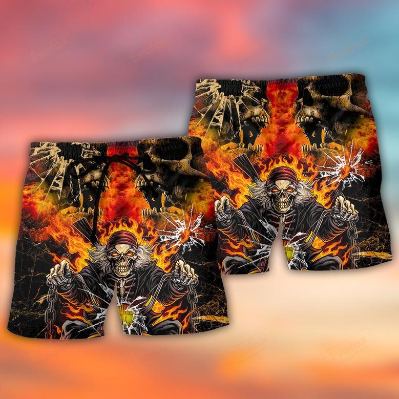 Skull Biker Style Beach Short