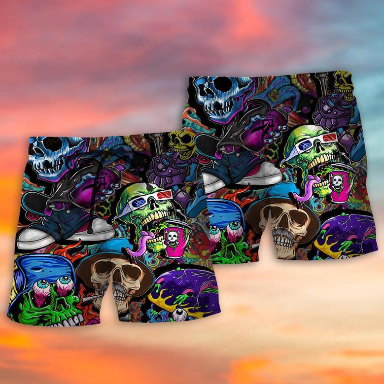 Skull Colorful Mix Art Style Beach Short