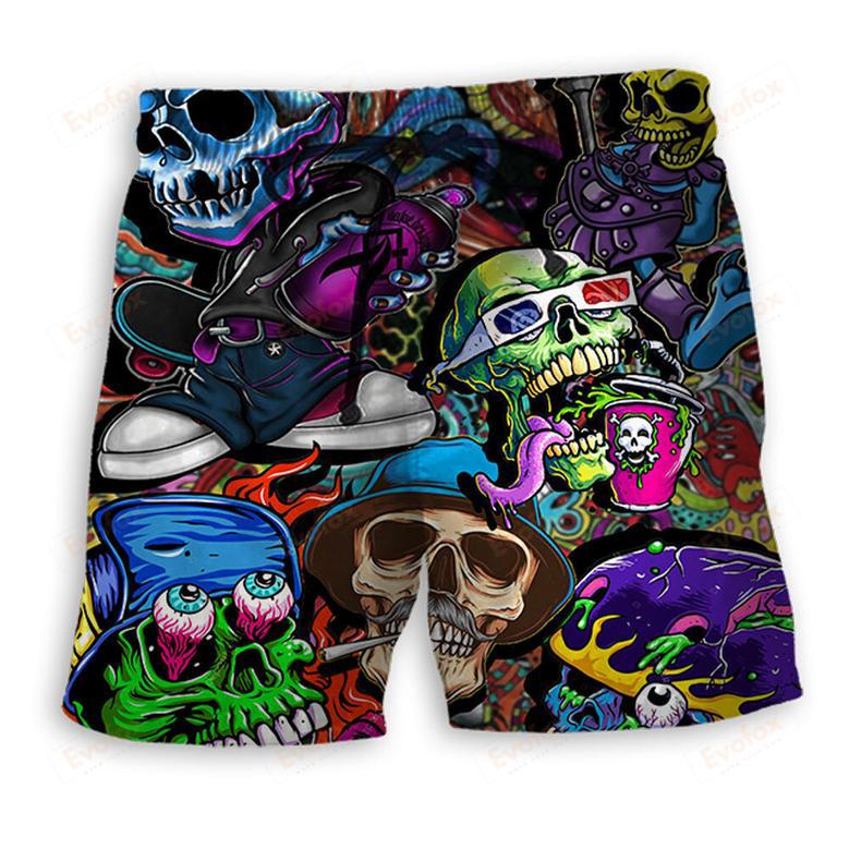 Skull Colorful Mix Art Style Beach Short