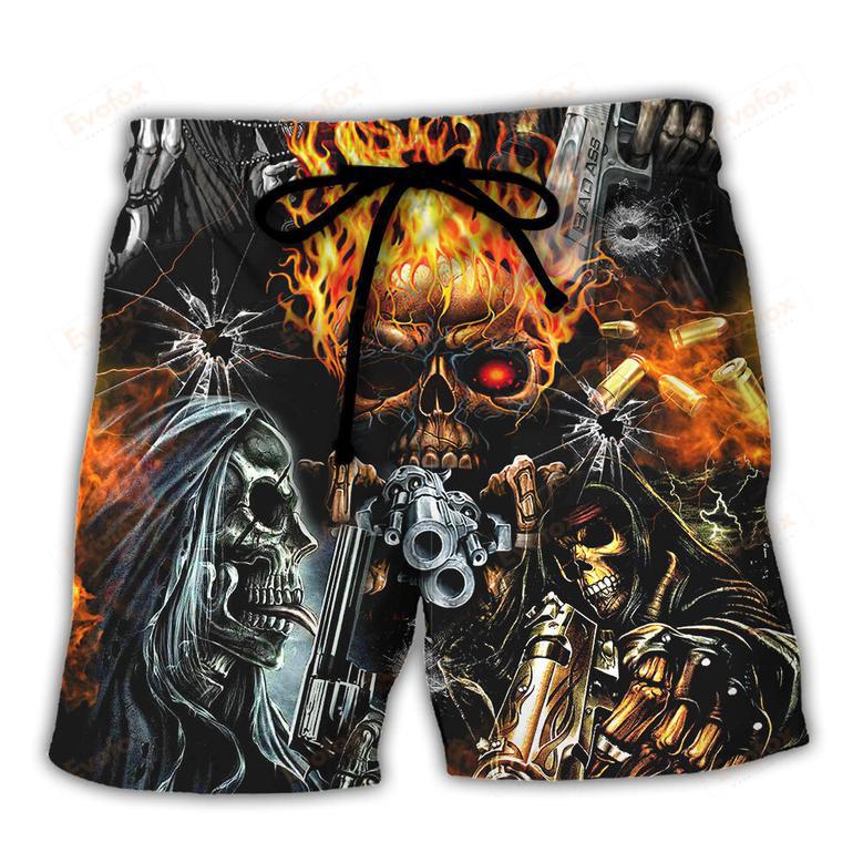 Skull DILLIGAF FLAME SKULL WITH G Beach Short