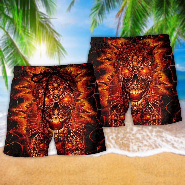 Skull Fire Love Red Smile Fire Beach Short