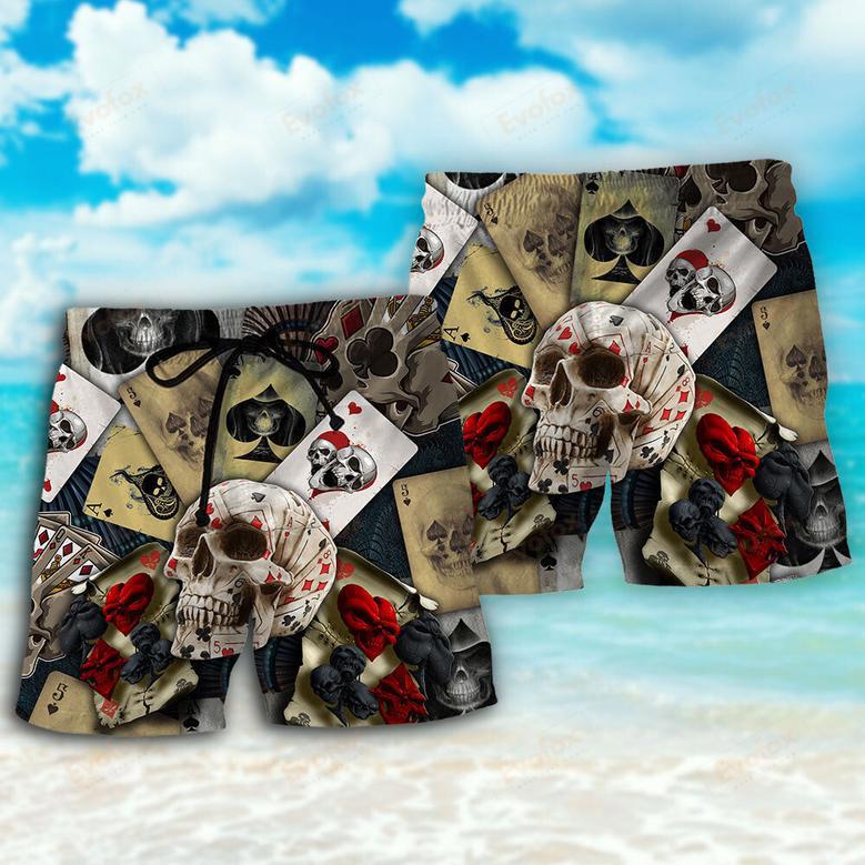 Skull Gambling Card Retro Art Beach Short