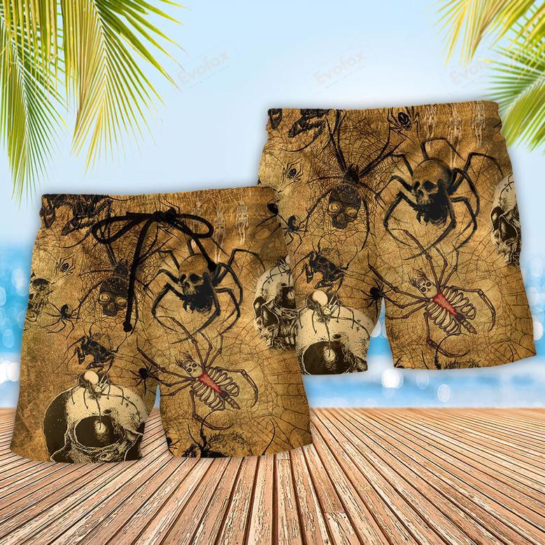 Skull I'm Only Here For The Spiders Vintage Beach Short