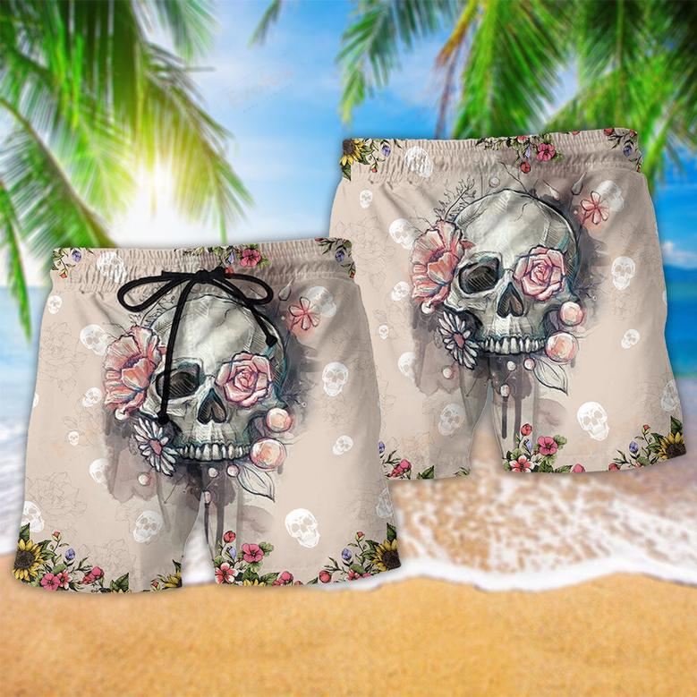 Skull Life Style Floral Beach Short