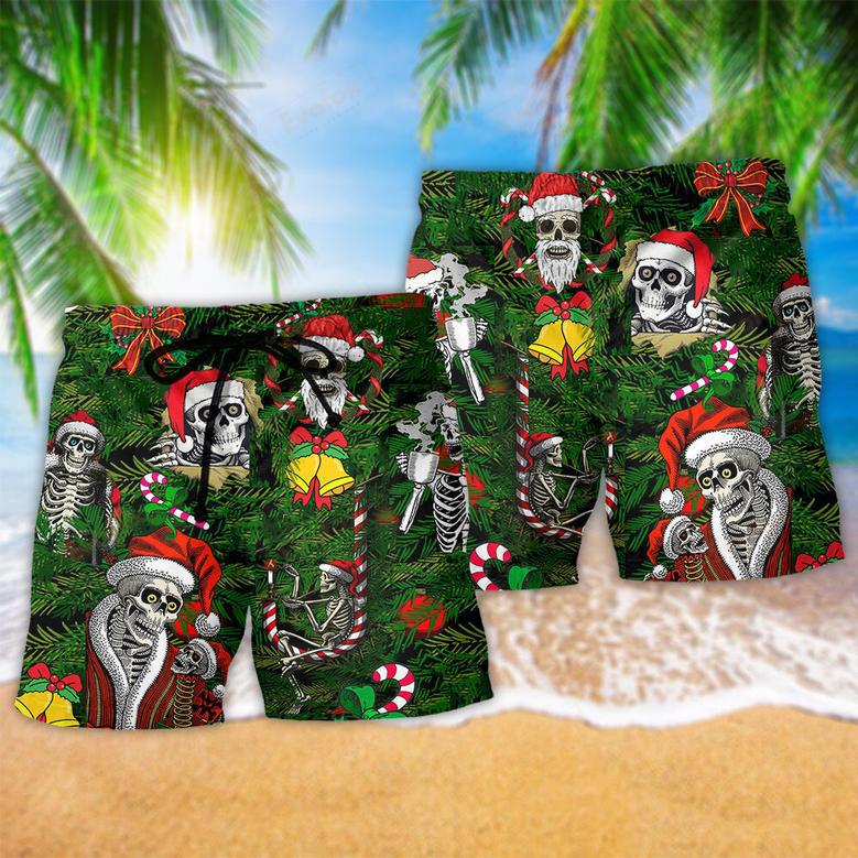 Skull Merry Xmas Happy Beach Short