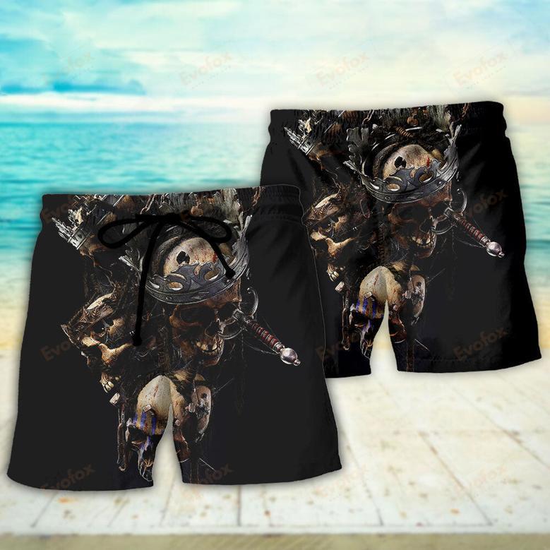 Skull Only In Their Death Can A King Live Forever Beach Short