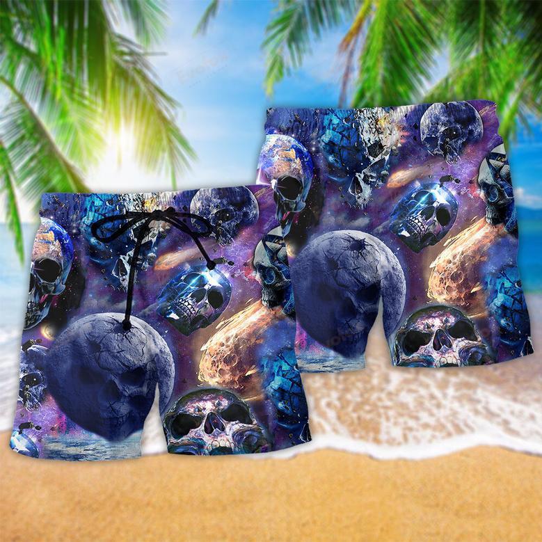 Skull Planet Galaxy Purple Beach Short