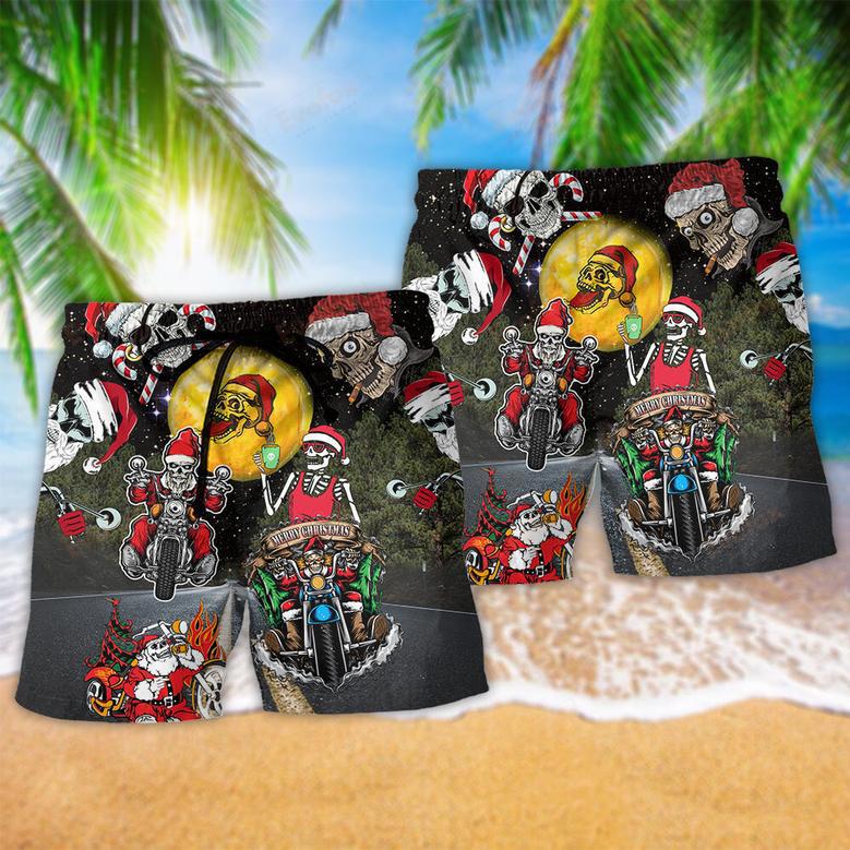 Skull Santa Is Racing To You Beach Short