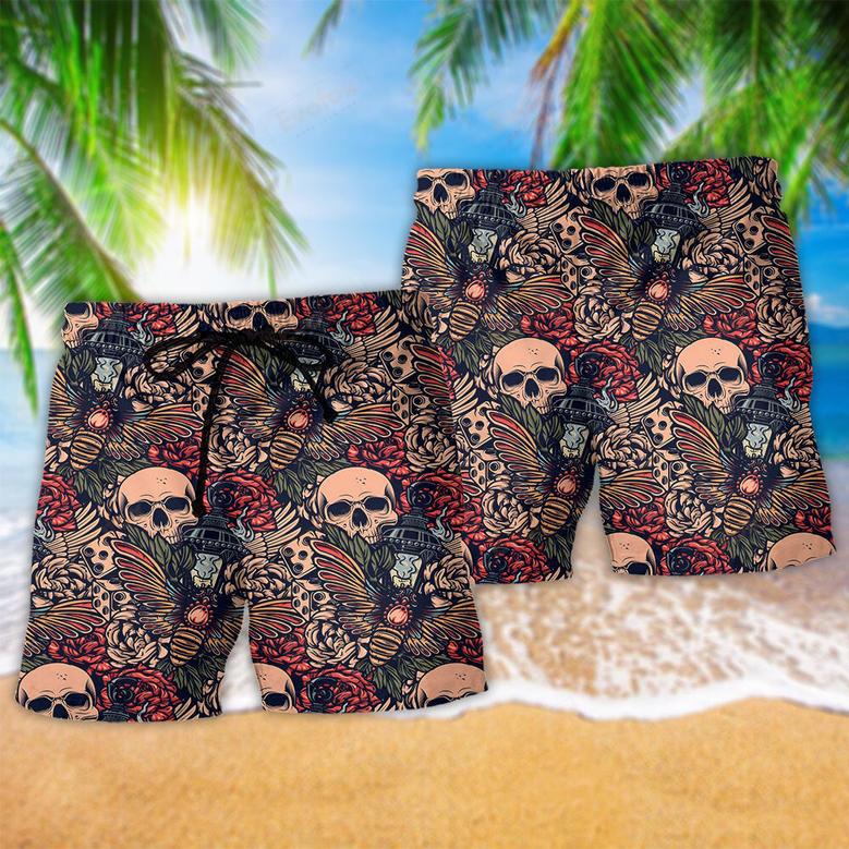 Skull Tattoo Amazing Floral Beach Short