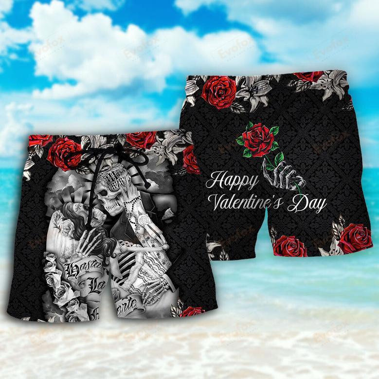 Skull Valentine's Day Art Beach Short