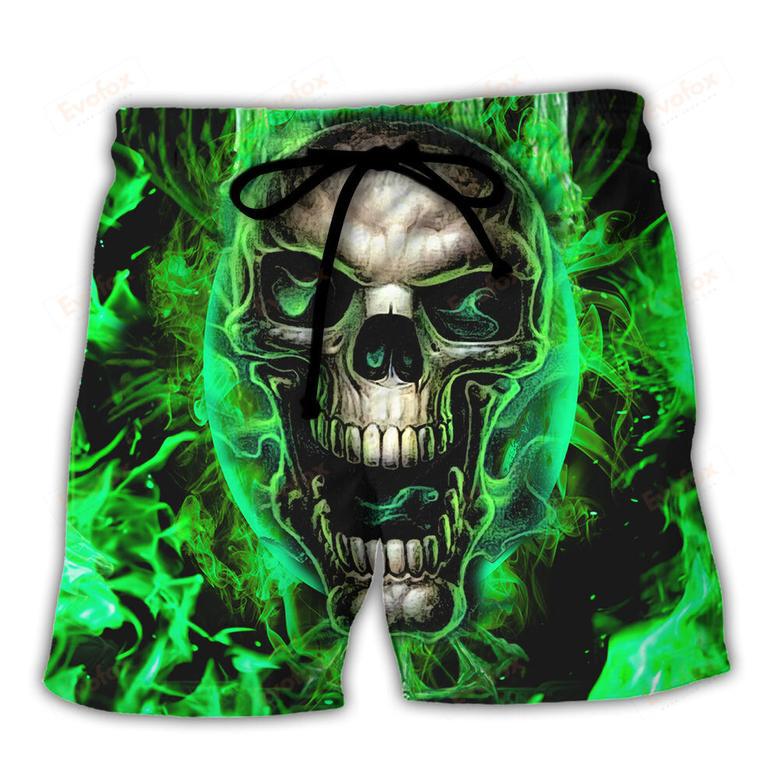 Skull When I Was Born The Devil Said Oh...Sh!t! Competition Green Style Beach Short