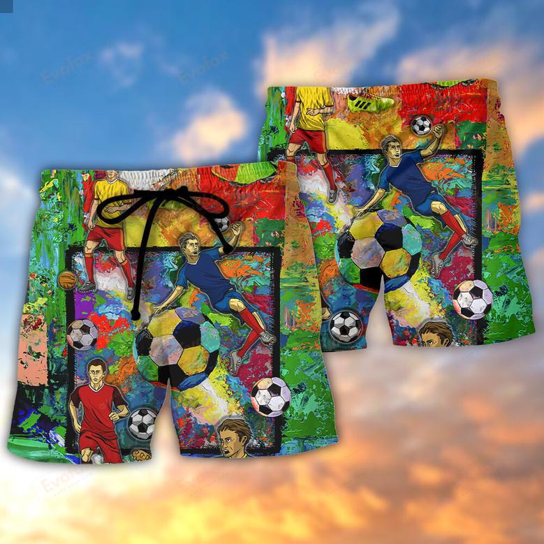 Soccer Style Colorful Lover Art Beach Short