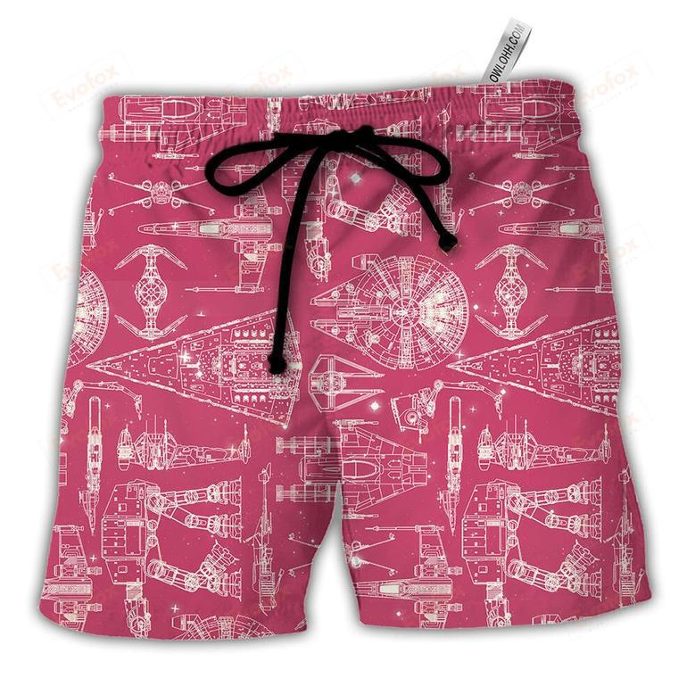 Space Ships Pink Beach Short