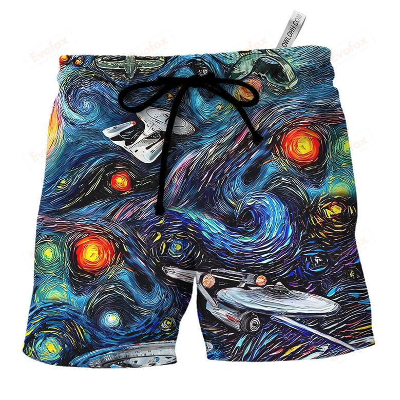 Starry Night Fantaxy Ships - Beach Short