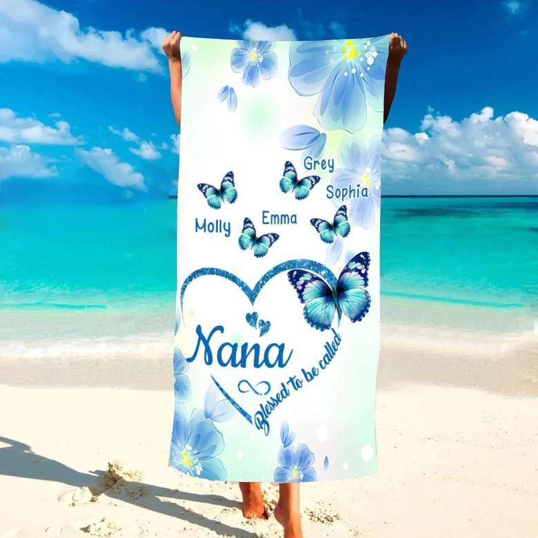 Sunflower Themed Blessed Nana Beach Towels Perfect Summer Gift Grandma