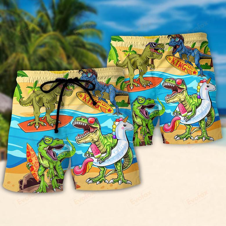 Surfing Funny Dinosaur World's Okayest Surfer Lovers Surfing Beach Short