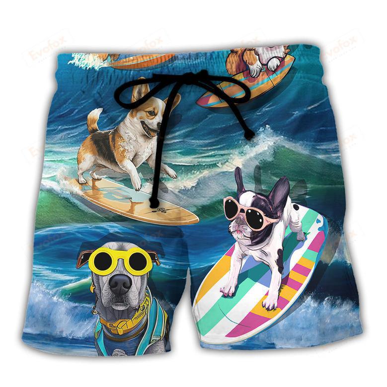 Surfing Funny Dog Surfing Gets Me Wet Surfer Beach Surfing Lovers Beach Short