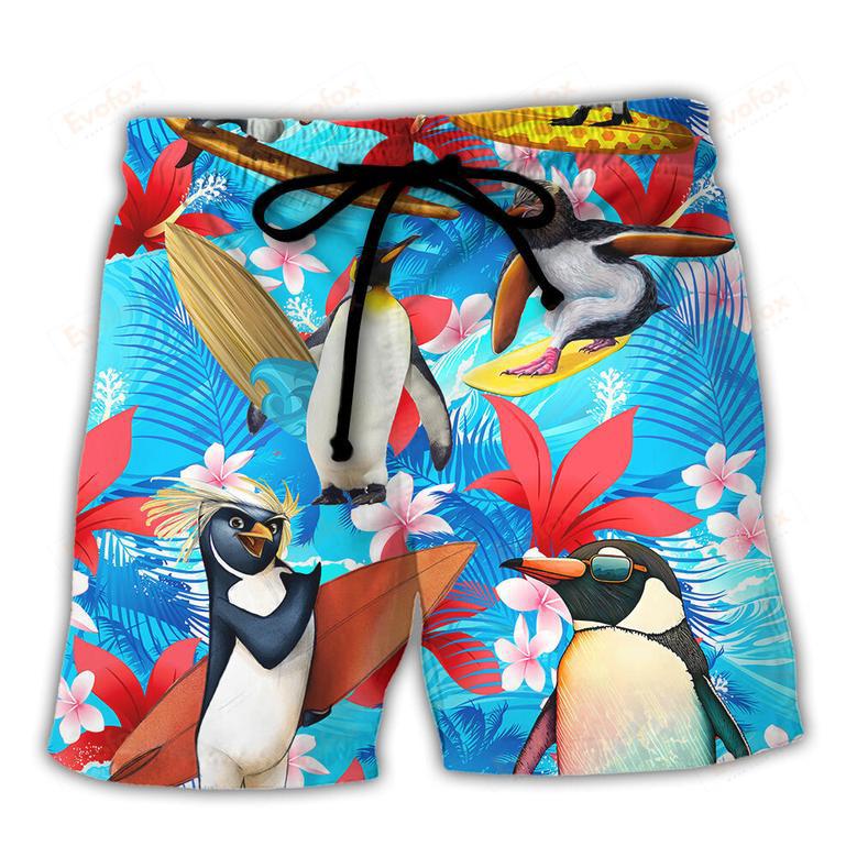 Surfing Funny Penguin Surfing Dad Like A Regular Dad But Cooler Lover Surfing Beach Short