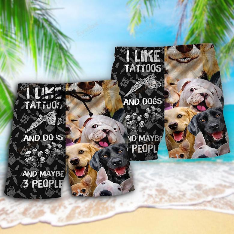 Tattoo I Like Tattoos And Dogs Beach Short