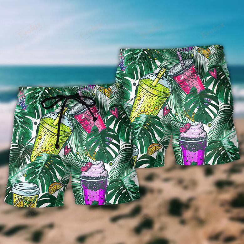 Tea Boba Tea Tropical Leaf Beach Short