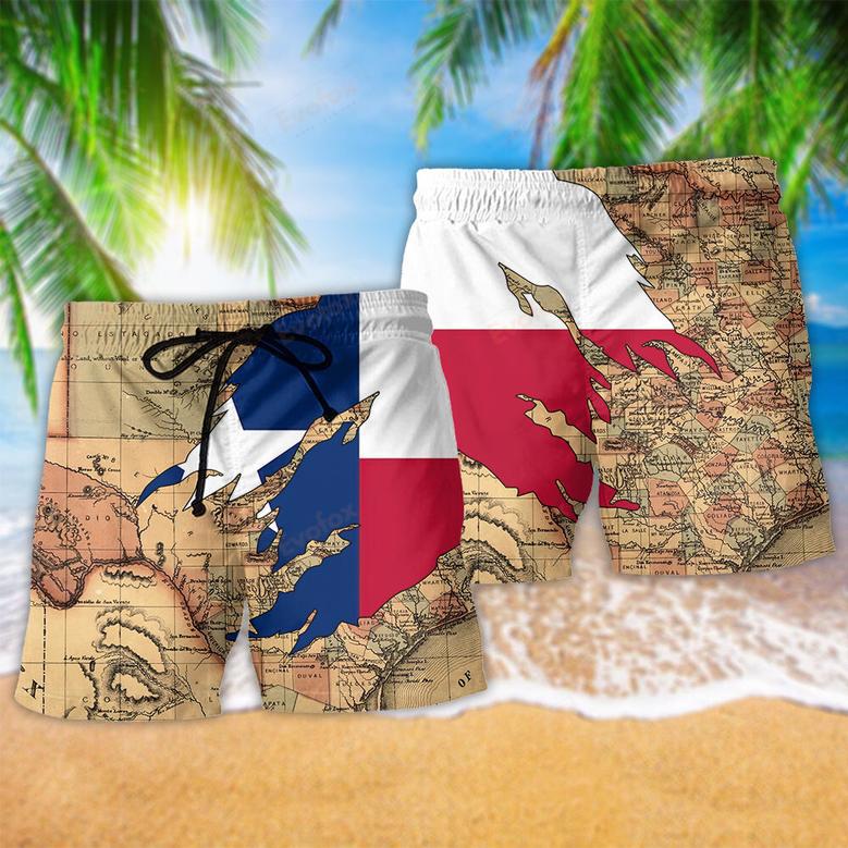 Texas Map Peace Life Style Beach Short