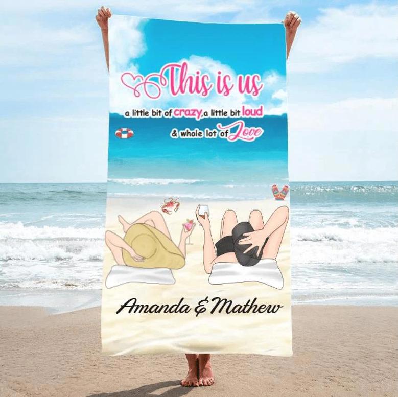 This Is Us Crazy Couple Summer Personalized Anniversary Beach Towels