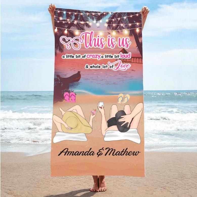 This Is Us Crazy Couple Summer Personalized Anniversary Beach Towels