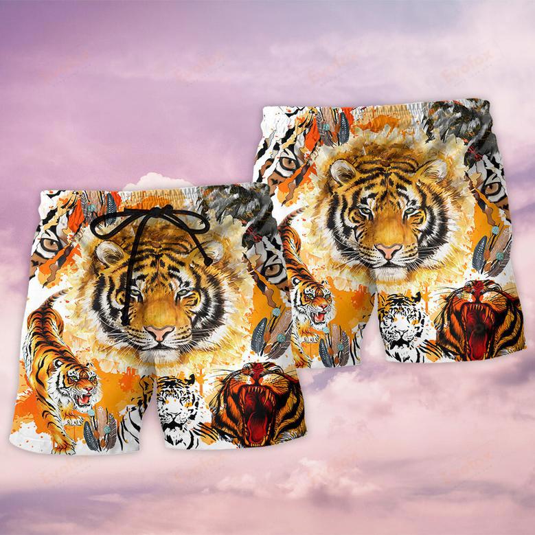 Tiger Colorful Painting Cool Beach Short