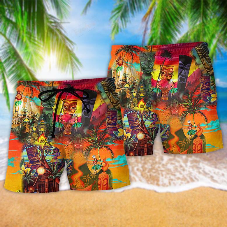 Tiki Hawaii Always Keeps Your Heart Color Beach Short