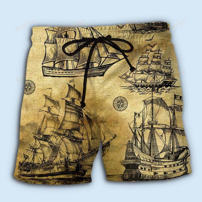 To Go Sailing Vintage Sail Beach Short