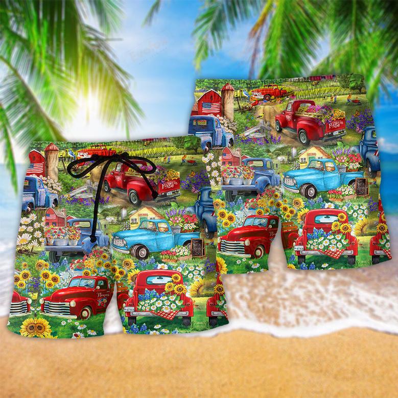 Truck Beautiful Flower Pickup Beach Short