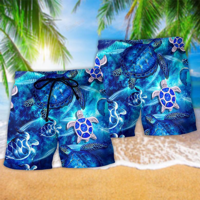 Turtle Go With The Flow Blue Sea Beach Short