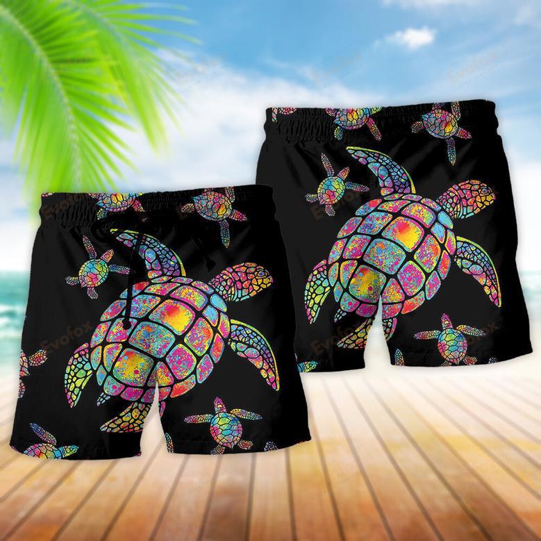 Turtle Love Ocean Hippie Black Style Beach Short